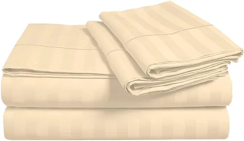 Miniatura 17 de Juego de sábanas y fundas de almohada de 6 piezas, 100% algodón, juego de sábanas de rayas de agua individual incluye 4 fundas de almohada, 1 sábana