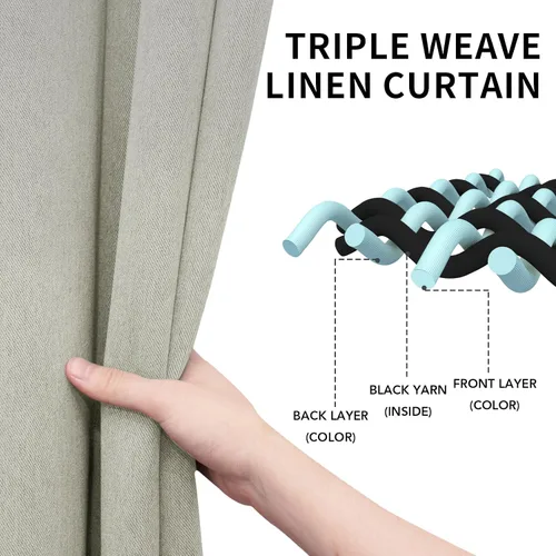 Miniatura 5 de Easy-Going - Cortinas opacas con aspecto de lino para oscurecer la habitación, con ojales para ventana, cortinas para dormitorio, sala de estar