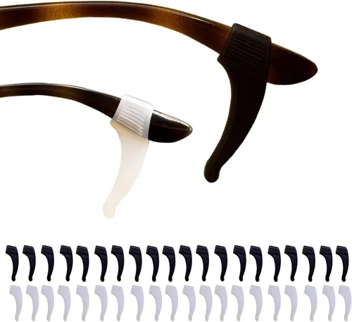 Ganchos antideslizantes de silicona para lentes de sol, 20 pares (10 negros y 10 blancos), perfectos para actividades al aire libre y deportes