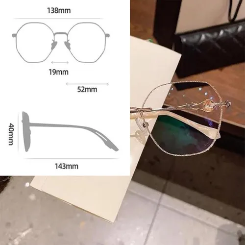 Miniatura 5 de Lentes de prebicia con luz azul sin montura de diamante para mujer, lentes de lectura sin montura para mujer (2, dorado)