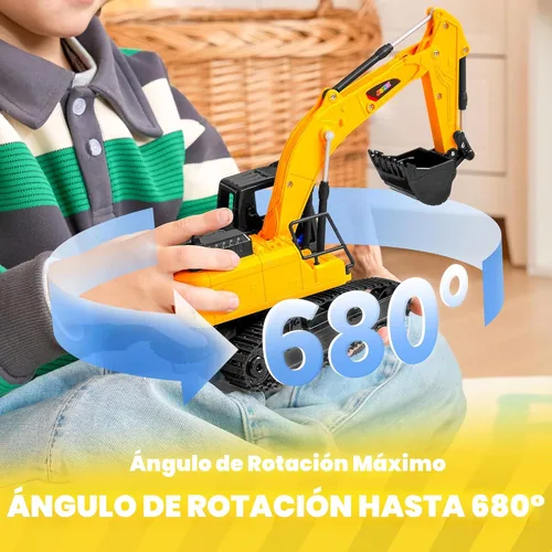 Miniatura 5 de JOYIN Excavadora de Control Remoto Juguetes para Niños, Excavadora de Juguete RC de 2.4Ghz con Luz, Juguetes de Construcción para Niños de 3-5 4-7