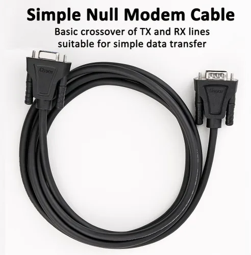 Miniatura 4 de DTech DB9 RS232 - Cable serie macho a hembra, cable de módem nulo, línea cruzada TX RX para comunicación de datos (10 pies, negro)