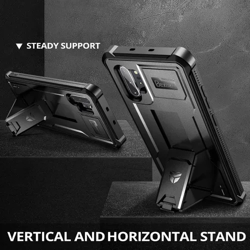Miniatura 4 de Dexnor Funda para Samsung Galaxy Note 10+ Plus, [protector de pantalla y soporte integrados] Protección de grado militar resistente a prueba de Negro