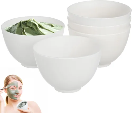 FOMIYES Juego de 5 cuencos faciales de silicona para máscaras faciales de bricolaje, cuencos de mezcla medianos para máscaras de barro y