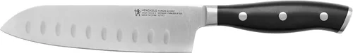 Miniatura 11 de Henckels Cuchillo Santoku Forged Accent de 7 pulgadas con Filo Hueco, Negro