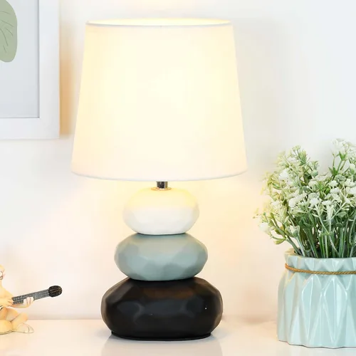 Miniatura 4 de BERO - Lámpara de mesa pequeña blanca para sala de estar como lámpara de mesita de noche para dormitorio, lámpara de mesa moderna de cerámica