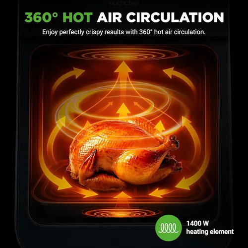 Miniatura 4 de Nutrichef Ablandador eléctrico de freidora de aire de 6.3 cuartos de galón 12-1 funciones de cocción preestablecidas Incluye función
