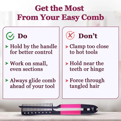 Miniatura 9 de Peine de Alisado de Cabello HerStyler - Peine Alisador para Plancha - Facilita el Estilo - Obtén Cabello Lacio en Minutos (Rosa)