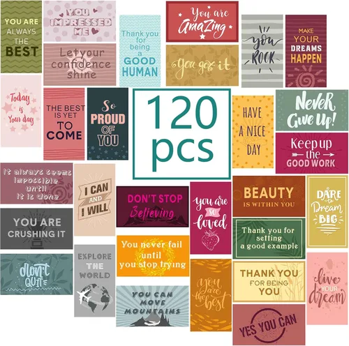 Miniatura 14 de Outus 120 tarjetas con citas motivacionales de motivación, agradecimiento, gratitud, motivación comercial, 30 estilos, 3.5 x 2 pulgadas