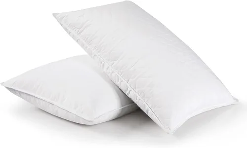 Miniatura 3 de puredown Juego de 2 almohadas acolchadas de plumas de ganso, color blanco, tamaño Queen estándar