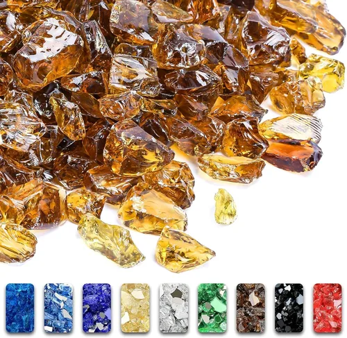 Miniatura 42 de GRISUN Vidrio de fuego azul océano Pacífico para hoguera, 10 libras 1/2 pulgada rocas de vidrio templado para chimenea natural o propano, seguro