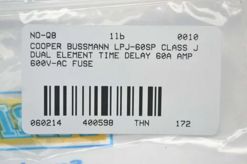 Miniatura 4 de Nuevo COOPER BUSSMANN LPJ-60SP Clase J Doble Elemento 60A 600V-AC Fusible B400598