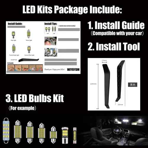 Miniatura 3 de Kit de luces LED interiores blancas para Chevy Corvette C5 1997 1998 1999 2000 2001 2002 2003 2004 LED Map Vanity Mirror Guantera, cajuela, luces