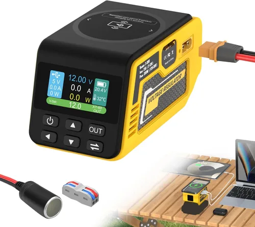 Kzreect Regulador de voltaje ajustable de 300 W CC 2-30 V compatible con batería DeWalt de 18 V/20 V XT60 de salida, 140 W tipo C, 18 W USB-A,