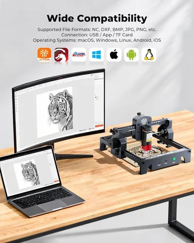 Miniatura 8 de ACMER S1 Grabador láser de 2500mW, máquina compacta de grabado y corte de escritorio para manualidades DIY, pequeñas empresas y creadores, área