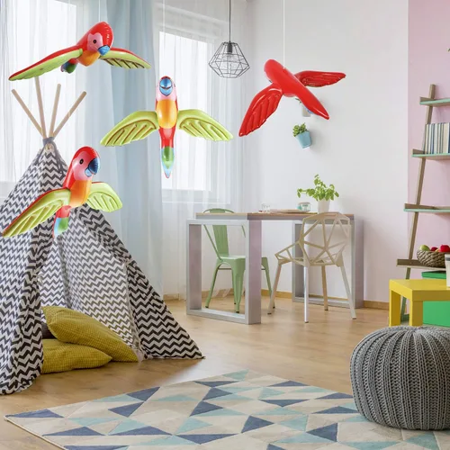 Miniatura 5 de 4 piezas inflables de loro volador inflables de animales de pájaros, decoración de fiesta de loro inflable para verano, tropical, hawaiano, fiesta