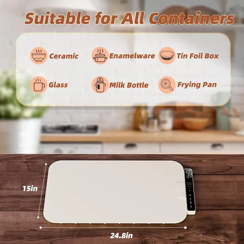 Miniatura 8 de Monteka Tapete de calentamiento para alimentos de 24.8"×15", bandejas de calentamiento eléctrico con aplicación y control de botón, alfombrilla