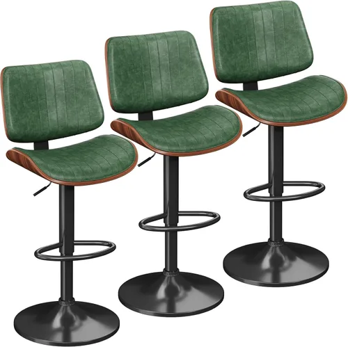 Miniatura 14 de YaFiti Adjustable Bar Stools, Modern Swivel PU Leather Counter Height Chairs with Backrest, Armless Kitchen Island Stools, Black 1 PCS