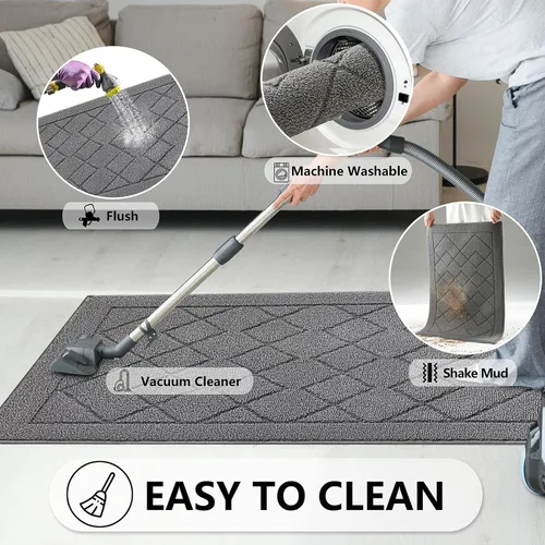Miniatura 6 de REFETONE Tapete para interiores, tapete para puerta trasera o delantera de 20 x 32 pulgadas, felpudo, parte trasera de goma, antideslizante