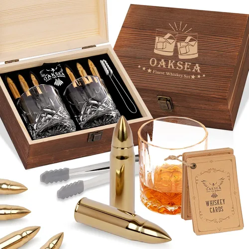 Miniatura 9 de Oaksea Regalos para hombres, papá, Navidad, juego de piedras de whisky de acero inoxidable en forma de pelota de golf, cubos de hielo reutilizables