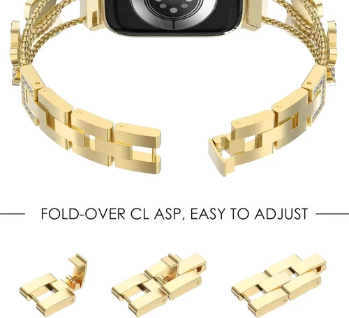 Miniatura 4 de NewWays for Apple Watch Band Series 11 10 46mm 42mm Series 9/8/7 41mm 45mm Series 6/5/4 40mm 44mm Series 3 42mm 38mm Women, Sparkling Bling Diamonds