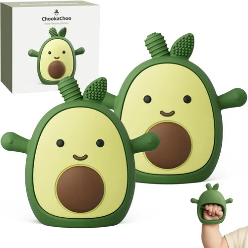 Miniatura 10 de ChooKaChoo Juguete de dentición para bebés de silicona con aguacate, manoplas de dentición para bebés mayores de 3 meses, mordedores de muñeca