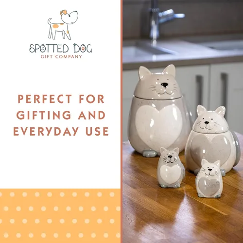 Miniatura 10 de SPOTTED DOG GIFT COMPANY Tarro de cerámica para galletas con tapa, recipiente grande para galletas y galletas, lindo almacenamiento de cocina