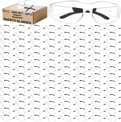 Miniatura 15 de 50 lentes de seguridad unisex a granel de 8 colores transparentes con ANSI Z87.1, resistentes a impactos y arañazos, lentes de sol de seguridad