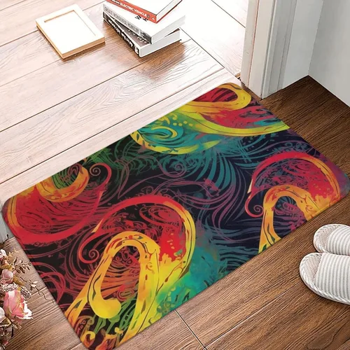 Miniatura 9 de Tapete para puerta delantera, tapete de bienvenida con estampado floral azul y blanco, absorbente, antideslizante, tapete de entrada suave, alfombra