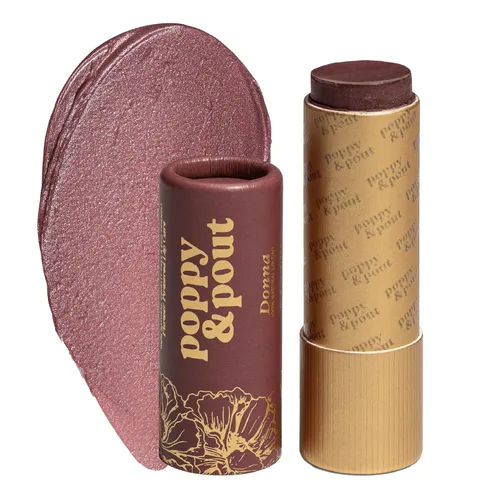 Miniatura 10 de Poppy & Pout Tinte labial natural, tubo de cartón, relleno a mano, cera de abejas, vitamina E, aceite de coco, libre de crueldad, tonos totalmente