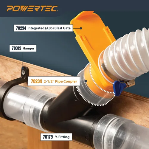 Miniatura 7 de POWERTEC 70234 2-1/2" Acoplamiento de Tubería, Transparente Acoplador de tubo transparente de 2-1/2