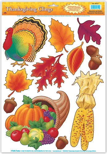 Miniatura 4 de Paquete de adhesivos de otoño, decoración de accesorios para fiestas de ventanas y espejos