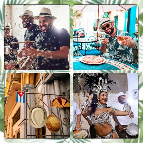 Miniatura 5 de Skicuff - Paquete de 16 sombreros cubanos a granel, sombreros de Fedora, banderines de noche de La Habana, decoración de fiesta de cumpleaños