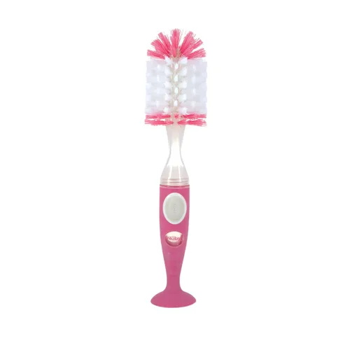 Miniatura 9 de Nuby Cepillo para botella de cerdas suaves y duraderas con asas texturizadas y base de succión, sistema 2 en 1, color azul