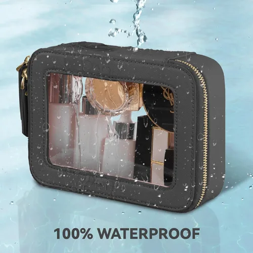 Miniatura 5 de Prite Bolsa de maquillaje transparente, estuche organizador de cosméticos, bolsa de aseo de viaje impermeable, bolsa para el cuidado de la piel