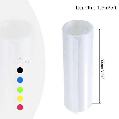 Miniatura 2 de MECCANIXITY Tubo termorretráctil de PVC de envoltura de batería 5.000 in de diámetro 7.874 in plano 4.9 ft buen aislamiento claro para paquete