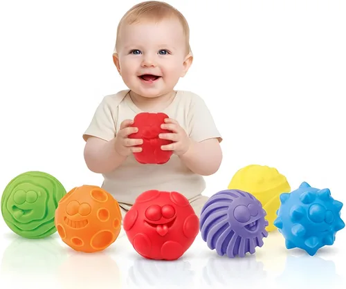 Miniatura 17 de Bolas de bebé para niños pequeños de 1 a 3 años, juguetes de baño para bebés de 6 a 12 meses, juego de bolas sensoriales suaves para bebés, set