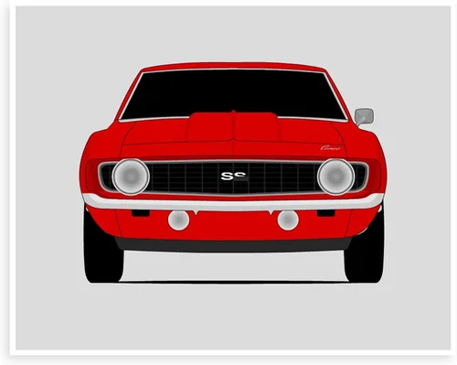 Custom Car Posters Póster hecho a mano compatible con Chevy Camaro SS 1969 de 1ª generación, decoración de pared, 8 x 10 pulgadas, impresión