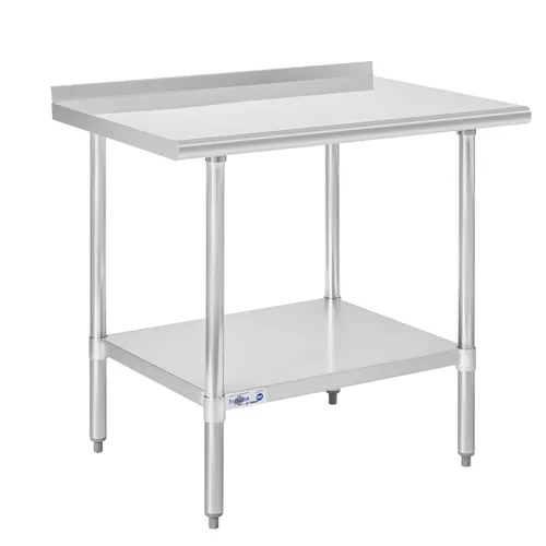 Miniatura 16 de Profeeshaw mesa de trabajo, de uso comercial, de acero inoxidable NSF con protector contra salpicaduras y estante inferior, para cocina, restaurante