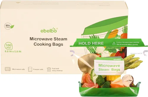 Miniatura 8 de 50 bolsas de vapor para microondas de 8.8 x 5.8 pulgadas para cocinar y cocinar al vapor, bolsas desechables de vapor de alimentos para verduras