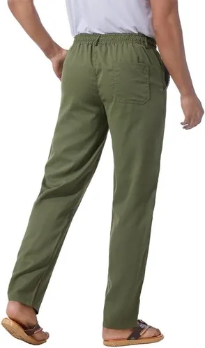 Miniatura 36 de Pantalones casuales de lino de algodón para hombre, pantalones sueltos de playa, pantalones largos de yoga ligeros