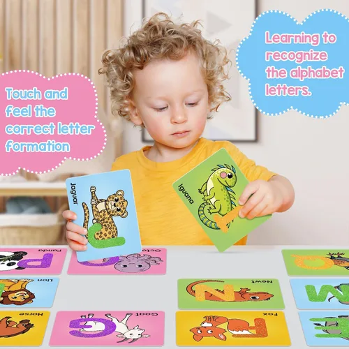 Miniatura 6 de Broytain Tarjetas de letras de papel de lija para niños pequeños de 3 años, juegos de palabras, juguetes de terapia del habla para 3, 4, 5