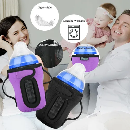 Miniatura 4 de Beautyflier Glass Baby Bottle Sleeve Covers for 9oz Nature Baby Bottles with Dual Handle, 3.8mm Thicken Heat and Cold Retention Baby Bottle Sleeve
