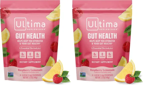 Miniatura 9 de Ultima Replenisher Suplemento para la Salud Intestinal y Polvo de Electrolitos - Limonada de Frambuesa, 14 Sobres - Paquetes de Hidratación