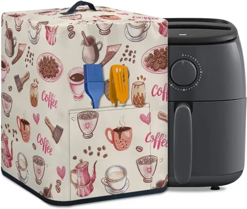 Miniatura 44 de Air Fryer Oven Dust Cover with Handle and Pocket, Easy Cleaning Electric Appliance Cover, Brown Flower Flor marrón (Brown Flower)