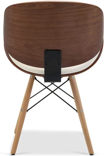 Miniatura 9 de BELLEZE Juego de 2 sillas de comedor modernas de mediados de siglo, tapizadas de piel sintética de nogal con respaldo curvado, silla de comedor