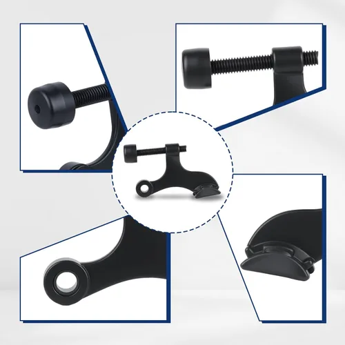 Miniatura 3 de HOME MASTER HARDWARE Tope de puerta con pasador de bisagra, paquete de 12 topes de puerta ajustables de color negro mate con puntas de parachoques