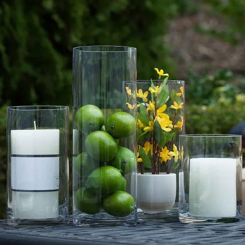 Miniatura 6 de Enova Floral Jarrón cilíndrico de vidrio transparente de 4 x 6 pulgadas, florero redondo para velas flotantes de huracán, pequeño jarrón de vidrio