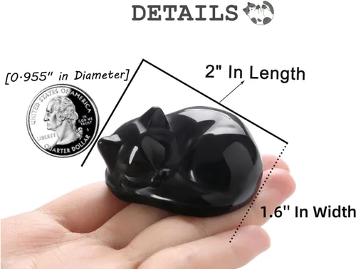 Miniatura 4 de QINJIEJIE Gato de Cristal de Obsidiana Negra de 2 Pulgadas, Piedras Preciosas de Gato Negro, Decoraciones de Estatua de Piedra Curativa, Lindas