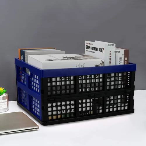 Miniatura 4 de Gloreen Cesta plegable de 35 cuartos de galón, cajas de leche plegables para almacenamiento, 3 paquetes Azul